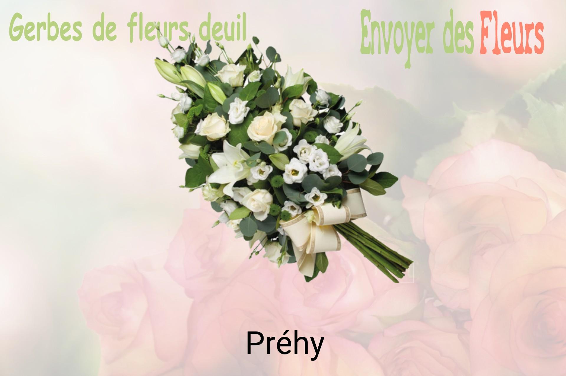 Gerbe de fleurs de deuil livrée à Préhy